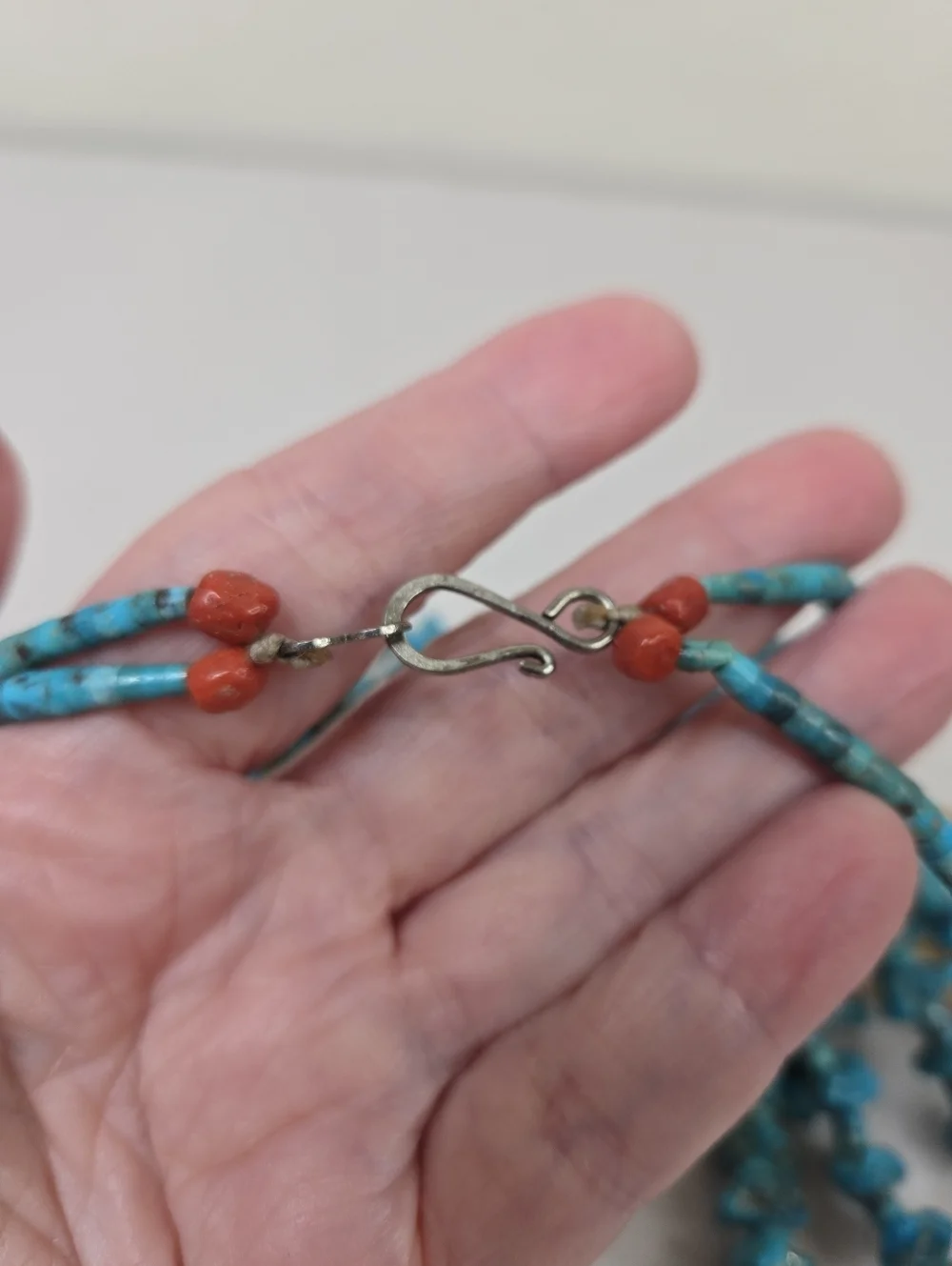 Native American Southwestern Turquoise Double Strand Necklace Nuggets-Heshi Bead